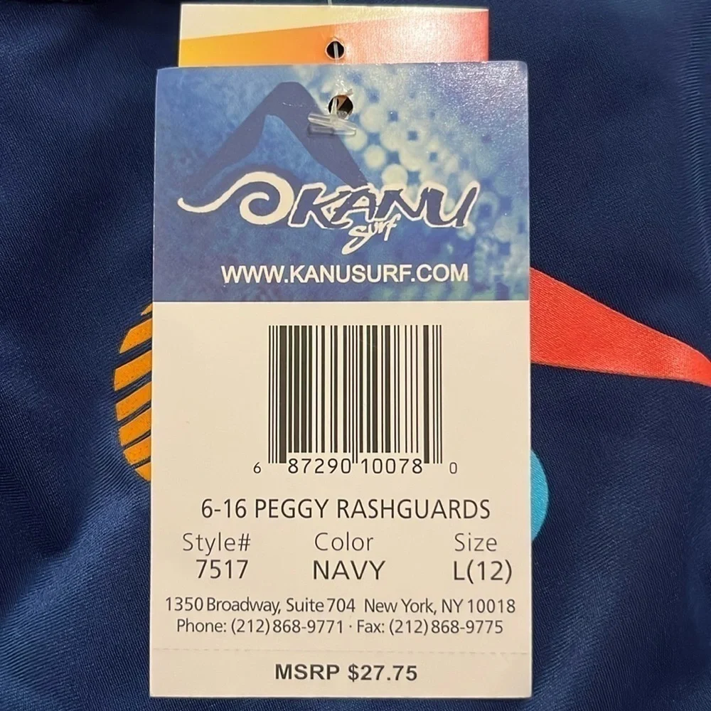 NWT Kanu Surf Girls Karlie Upf50Sun Protective Rashguard Swim Shirt navy large